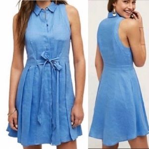 Anthropologie | HD In Paris Blue Linen Shirt Dress